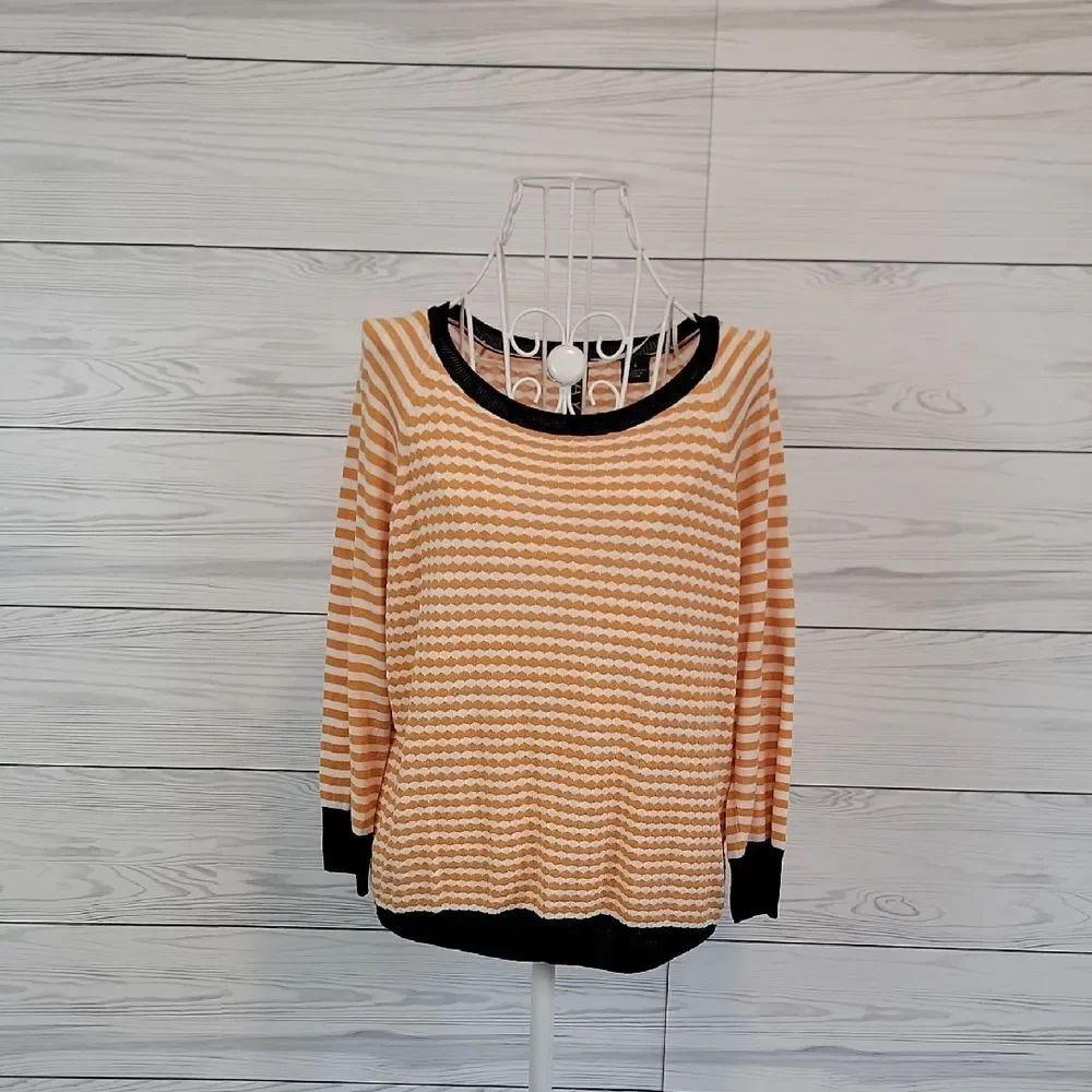 Payton Pullover Striped Orange and Black Sweater Womens Size L